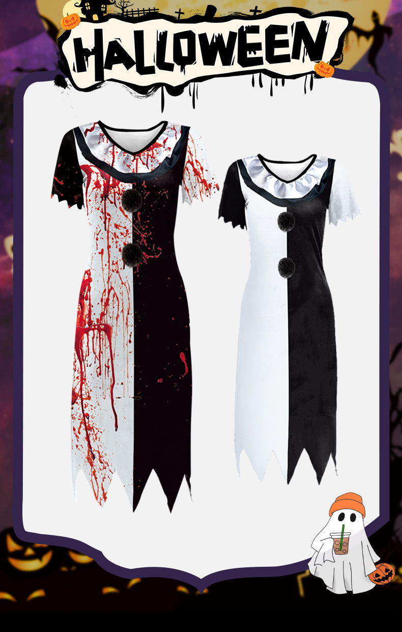 Halloween Ghost Clown Costume Dress - Carnival Party Fancy Dress Up for Women